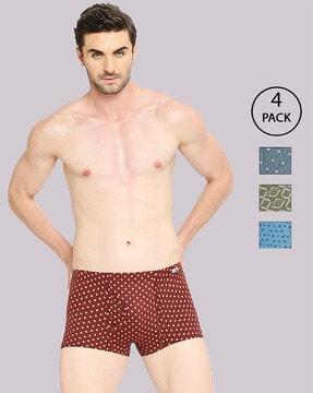 pack of 4 men micro print trunks with elasticated waist