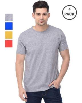 pack of 4 men regular fit crew-neck t-shirts