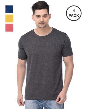 pack of 4 men regular fit t-shirt with round neck