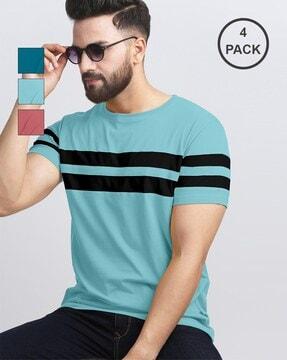 pack of 4 men striped round-neck t-shirts