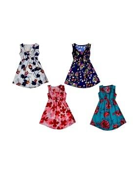 pack of 4 printed fit & flare dress
