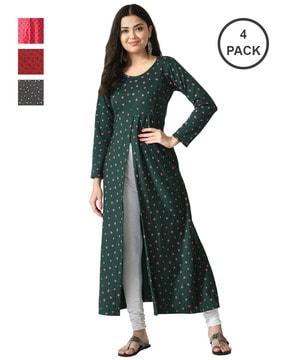 pack of 4 printed fleece kurti