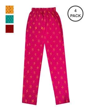 pack of 4 printed leggings with elasticated waistband