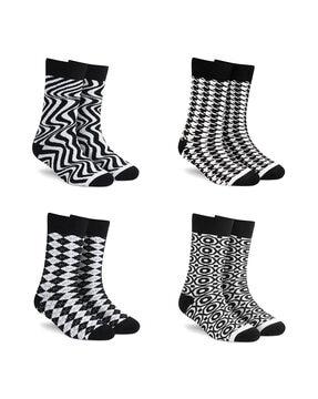 pack of 4 printed mid-calf length socks
