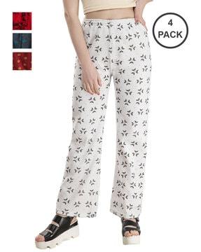 pack of 4 printed relaxed fit palazzos