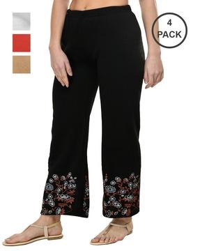 pack of 4 printed relaxed fit palazzos