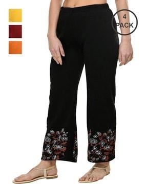 pack of 4 printed relaxed fit palazzos