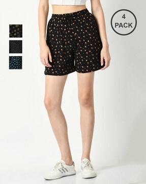 pack of 4 printed shorts with elasticated waist