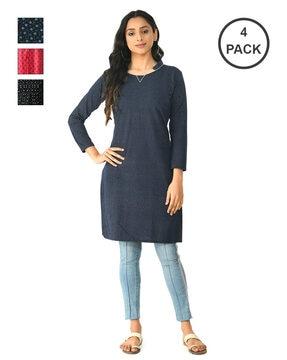 pack of 4 printed straight kurtis & tunics