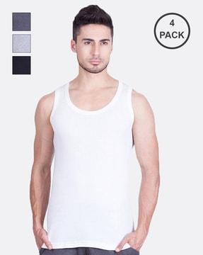 pack of 4 round-neck sleeveless vests