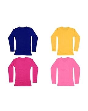 pack of 4 solid full sleeves t-shirts