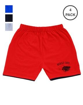 pack of 4 solid mid rise shorts