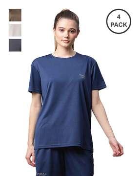 pack of 4 solid round-neck t-shirt