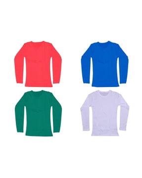 pack of 4 solid round neck t-shirts