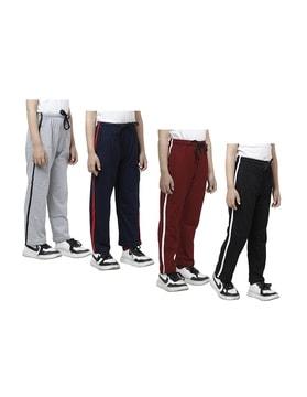 pack of 4 straight track pants with elasticated drawstring waist