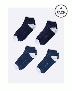 pack of 4 striped ankle-length socks