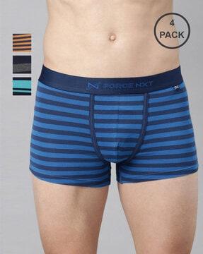 pack of 4 striped cotton trunks