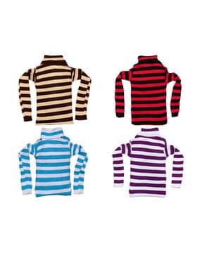 pack of 4 striped high-neck pullovers