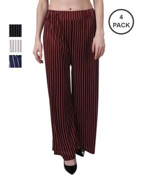 pack of 4 striped relaxed fit palazzos