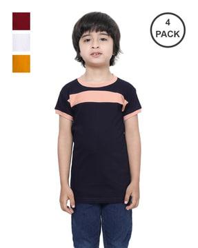 pack of 4 striped round-neck t-shirts