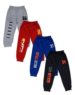 pack of 4 typographic print mid rise joggers