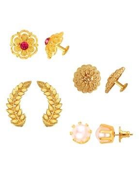 pack of 4 women stone-studded ear studs