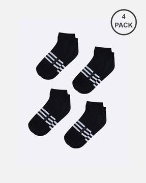 pack of 4 women striped ankle-length socks