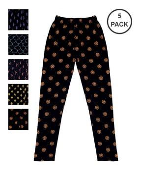 pack of 5 abstract print leggings