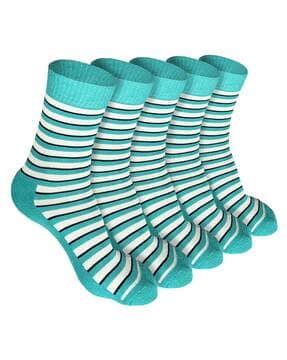 pack of 5 bamboo men crew stripes socks - odour free & breathable