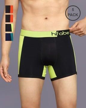 pack of 5 brand print trunks with elasticated waist