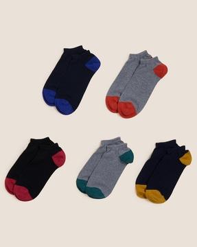 pack of 5 colourblock ankle-length socks