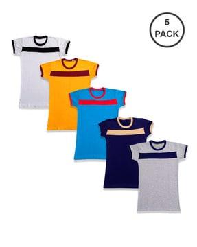 pack of 5 colourblock round-neck t-shirts