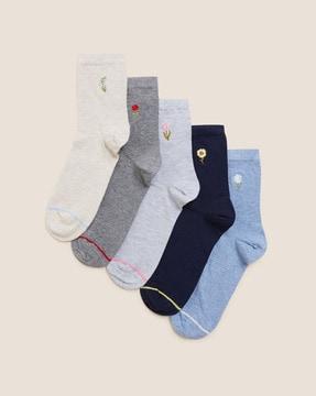 pack of 5 cotton blend seamless ankle length socks