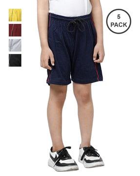 pack of 5 flat-front bermudas with elasticated waistband