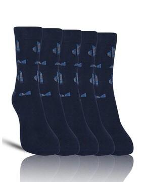pack of 5 geometric print mid-calf length socks