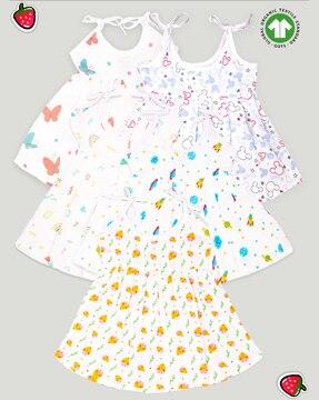 pack of 5 girls graphic print fit & flare dresses
