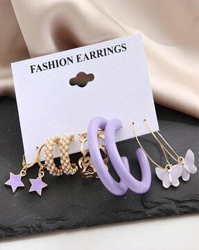 pack of 5 gold plated hoop earrings