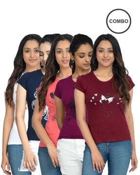 pack of 5 graphic print crew-neck t-shirts