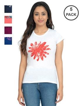 pack of 5 graphic print crew-neck t-shirts