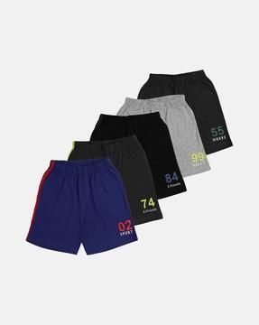 pack of 5 graphic print flat front shorts