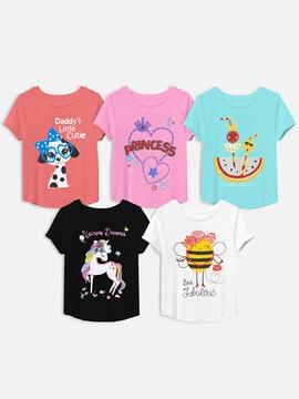 pack of 5 graphic print round-neck t-shirt