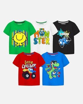 pack of 5 graphic print round-neck t-shirts