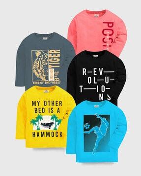 pack of 5 graphic print round-neck t-shirts