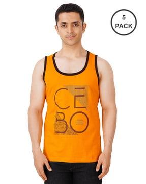 pack of 5 graphic print vest