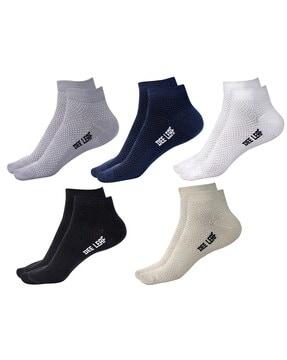 pack of 5 men typoghapgic print ankle-length socks
