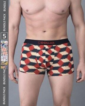 pack of 5 men typographic print trunks with elasticated waist