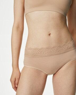 pack of 5 mid-rise briefs with lace waistband