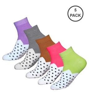 pack of 5 polka-dot ankle-length socks