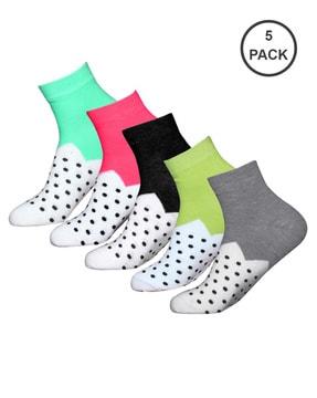 pack of 5 polka-dot ankle-length socks
