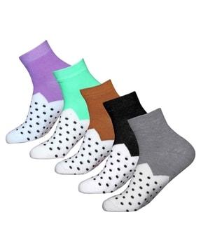 pack of 5 polka-dot ankle length socks